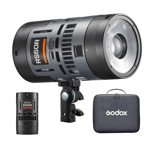 GODOX RS60R RGB LED Videolicht, mit CCT 1800–10.000K, 14 Lichteffekten, HSI- und RGBW-Modi, unterstützt DMX/APP-Steuerung und mehrere Stromversorgungslösungen von Godox