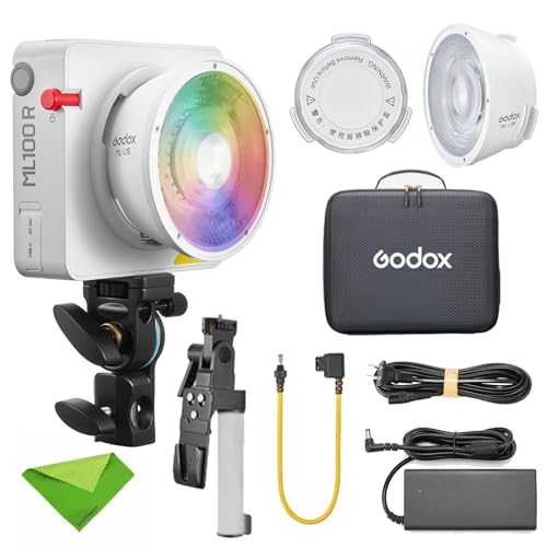 Godox ML100R Kit1 Vollfarb-LED-Videoleuchte CCT 1800K-10000K FX-Modus 14 CRI ≈ 95 TLCI ≈ 95, für die tägliche Porträtfotografie, mobile Außenaufnahmen und Innenbeleuchtung Godox ML100R Kit1 Vollfarb-LED-Videoleuchte CCT 1800K-10000K FX-Modus 14 CRI ≈ 95 TLCI ≈ 95, für die tägliche Porträtfotografie, mobile Außenaufnahmen und Innenbeleuchtung von Godox
