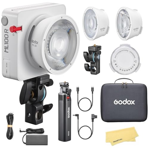 Godox ML100R Kit3 RGB-LED-Videoleuchte mit Bluetooth-Steuerung, 1800K-10000K CCT, 95 CRI/TLCI,14 FX-Modi,110W Eingangsleistung,Kompakt und Leicht für Professionelles Filmemachen,Fotografieren,Vlogging Godox ML100R Kit3 RGB-LED-Videoleuchte mit Bluetooth-Steuerung, 1800K-10000K CCT, 95 CRI/TLCI,14 FX-Modi,110W Eingangsleistung,Kompakt und Leicht für Professionelles Filmemachen,Fotografieren,Vlogging von Godox