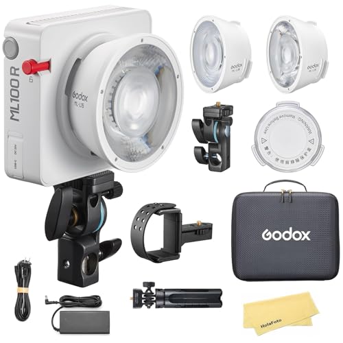 Godox ML100R Kit4 RGB-LED-Videoleuchte mit Bluetooth-Steuerung, 1800K-10000K CCT, 95 CRI/TLCI,14 FX-Modi,110W Eingangsleistung,Kompakt und Leicht für Professionelles Filmemachen,Fotografieren,Vlogging Godox ML100R Kit4 RGB-LED-Videoleuchte mit Bluetooth-Steuerung, 1800K-10000K CCT, 95 CRI/TLCI,14 FX-Modi,110W Eingangsleistung,Kompakt und Leicht für Professionelles Filmemachen,Fotografieren,Vlogging von Godox