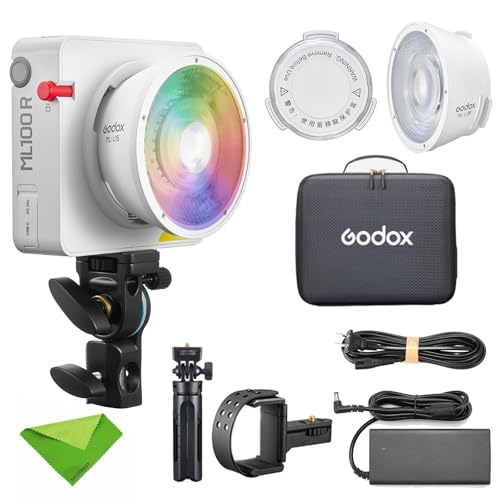 Godox ML100R Kit4 Vollfarb-LED-Videoleuchte CCT 1800K-10000K FX-Modus 14 CRI ≈ 95 TLCI ≈ 95, für die tägliche Porträtfotografie, mobile Außenaufnahmen und Innenbeleuchtung Godox ML100R Kit4 Vollfarb-LED-Videoleuchte CCT 1800K-10000K FX-Modus 14 CRI ≈ 95 TLCI ≈ 95, für die tägliche Porträtfotografie, mobile Außenaufnahmen und Innenbeleuchtung von Godox