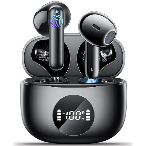 Bluetooth Kopfhörer,Kopfhörer Kabellos Bluetooth 5.3 in ear kopfhörer mit 4 Mikrofon 40H Spielzeit Sport Kopfhörer LED-Anzeige Hi-Fi Stereo ENC Lärmreduzierung Ohrhörer für Arbeit und Studium schwarz von Godyse