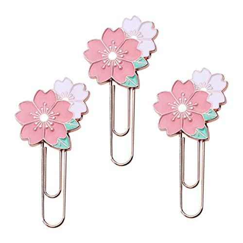 3St Kirschblüten-Büroklammer lustige Büroklammer süße Planerclips bookmarks book marks Schmücken goldene Haarspangen Aktenklammern Seitenmarkierungsclip Zinklegierung Rosa Gogogmee von Gogogmee