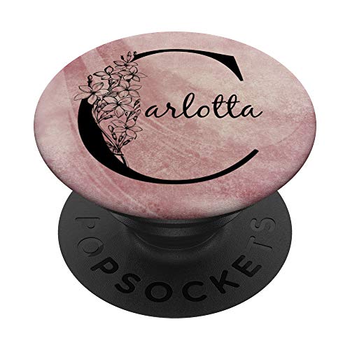 Carlotta Personalisierter Name Floral Rose Pink Grunge Design PopSockets mit austauschbarem PopGrip von Gogojix Girl Name Gifts