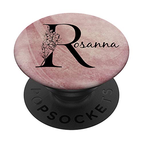 Rosanna Personalized Name Floral Rose Pink Grunge Design PopSockets PopGrip: Ausziehbarer Sockel und Griff für Handys/Tablets mit Tauschbarem Top von Gogojix Girl Name Gifts