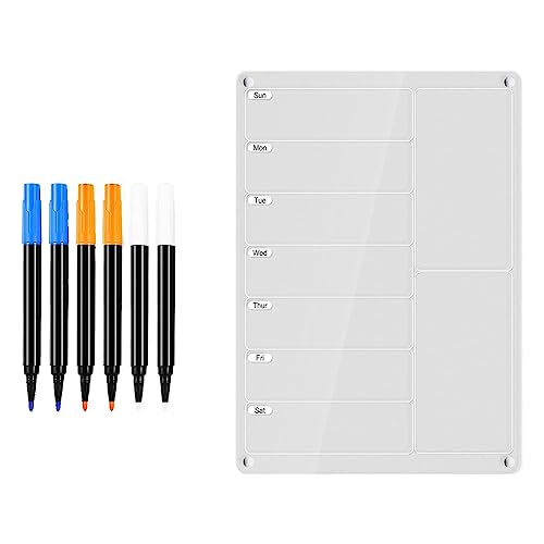 Gokeet 1 Set Speiseplaner, Magnetische Menütafel für Kühlschrank, Transparenter Wochenkalender, Planer, Notiztafel, Kühlschrank, Trocken Abwischbare Tafel, Transparent von Gokeet