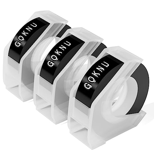 Prägeband Kompatibel 3D Etikettenband Ersatz für Dymo Embossing 3D Prägeetiketten, Kompatibel mit Dymo Omega S0717930 Junior S0717900 Etikettiergerät (Schwarz, 3 pack) von Goknu