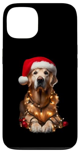 Hülle für iPhone 13 Golden Retriever mit Weihnachtsmütze und Weihnachtsbeleuchtung von Golden Retriever Christmas Products