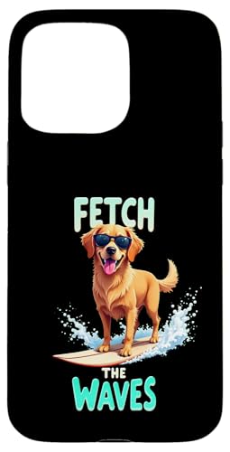 Cooler Golden Retriever Surf-Hund Hülle für iPhone 15 Pro Max von Golden Retriever Fun Designs