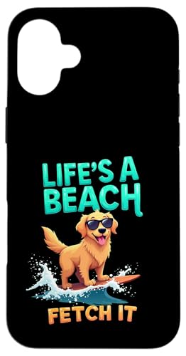 Cooler Golden Retriever Surf-Hund Hülle für iPhone 16 Plus von Golden Retriever Fun Designs