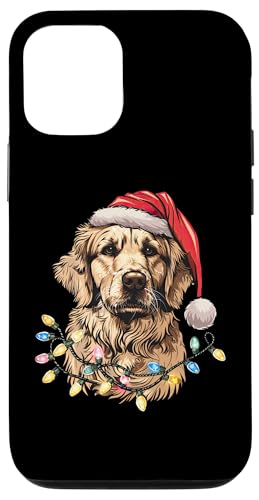 Hülle für iPhone 14 Pro Niedliche Golden Retriever Weihnachtsmann-Weihnachtsbeleuchtung von Golden Retriever Santa Christmas Lights Design