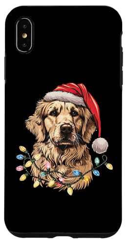 Hülle für iPhone XS Max Niedliche Golden Retriever Weihnachtsmann-Weihnachtsbeleuchtung von Golden Retriever Santa Christmas Lights Design