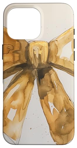 Hülle für iPhone 16 Pro Max Girly | Schleife in Aquarell | Kokette | Ästhetische goldene Schleife von Golden cute theme