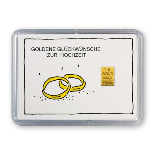 Goldschulz Goldbarren 1g 1 Gramm Motivbox - Goldene Glückwünsche zur Hochzeit - Geschenk + Echtheitszertifikat von Goldschulz