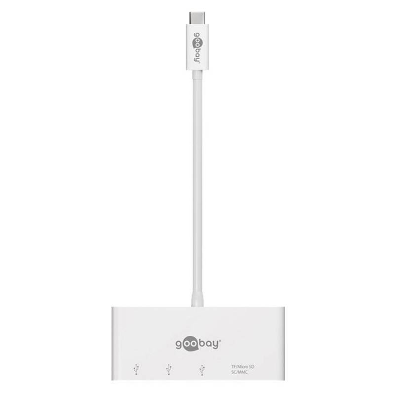 Goobay 62097 - USB-C™ Multiport Adapter CardReader - erweitert ein USB-C™ Gerät um drei USB 3.0 Anschlüsse sowie einen Kartenschacht für SD/MMC von Goobay