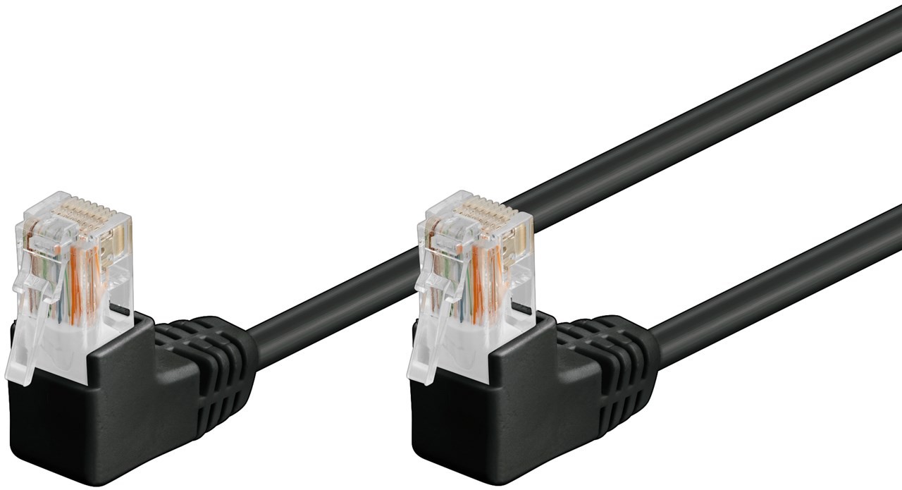 Goobay CAT 5e Patchkabel 2x 90° gewinkelt, U/UTP, Schwarz von Goobay