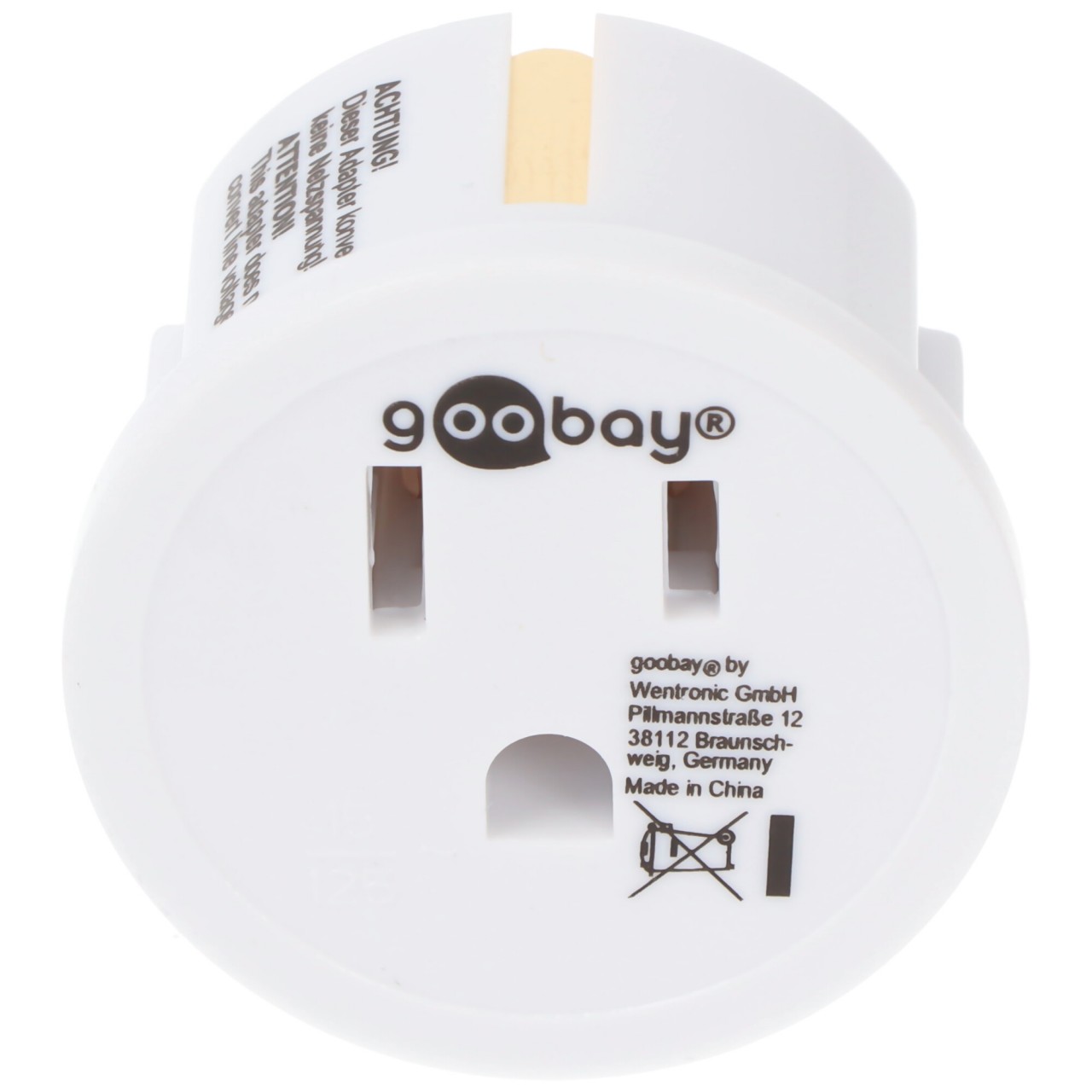 Goobay Netzadapter US/Japan, Weiß - Schutzkontaktstecker (Typ F, CEE 7/7) > US-/Japan-Buchse (Typ B, NEMA 5-15, 3-polig) von Goobay