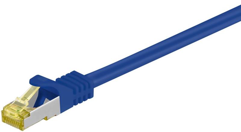 Goobay RJ45 Patchkabel CAT 6A S/FTP (PiMF), 500 MHz mit CAT 7 Rohkabel, Blau von Goobay