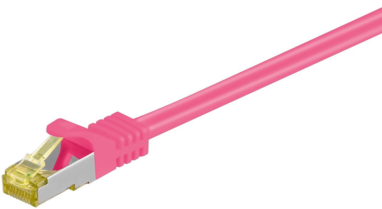 Goobay RJ45 Patchkabel CAT 6A S/FTP (PiMF), 500 MHz mit CAT 7 Rohkabel, Magenta von Goobay