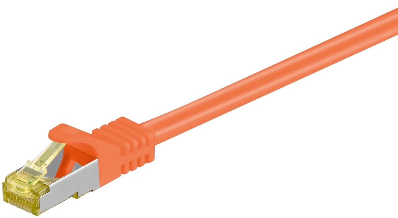 Goobay RJ45 Patchkabel CAT 6A S/FTP (PiMF), 500 MHz mit CAT 7 Rohkabel, Orange von Goobay