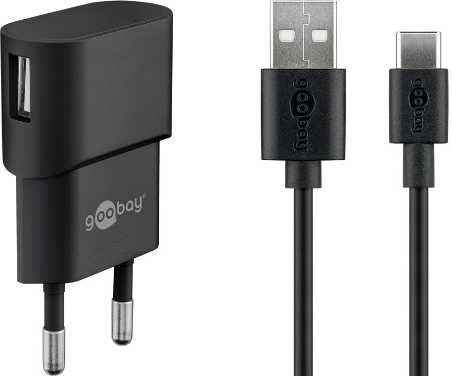 Goobay USB-C™ Ladeset 1 A - Netzteil mit Type-C™  Kabel 1m (Schwarz) von Goobay