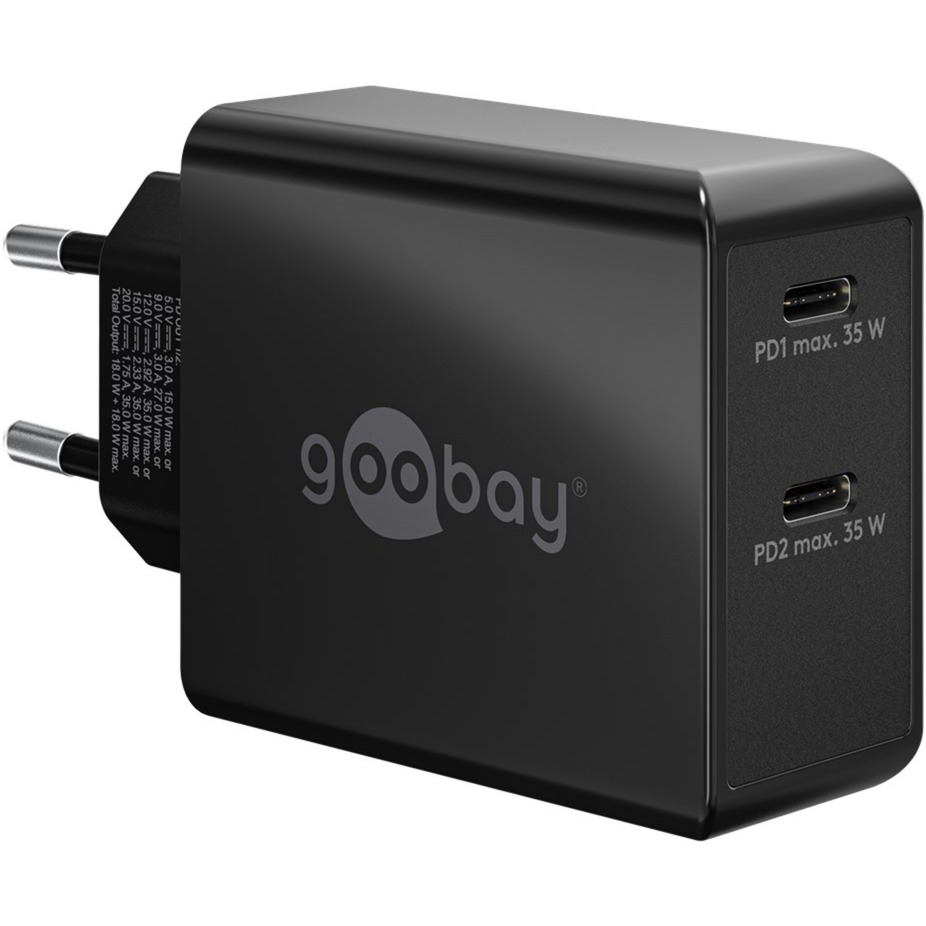 USB-C Dual-Schnellladegerät 36 Watt, PD von Goobay