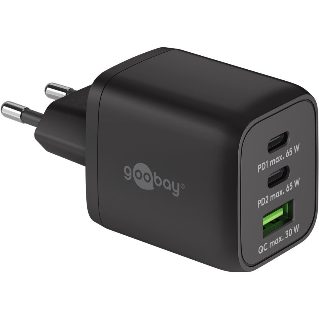 USB-C Schnellladegerät Nano, PD, GaN, 65 Watt, USB-C Textilkabel von Goobay