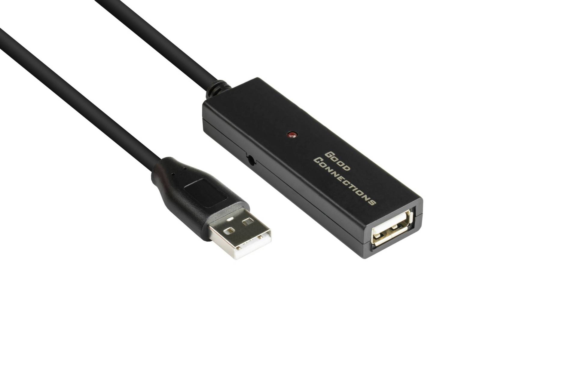 AKTIVES Verlängerungskabel USB 2.0, Stecker A an Buchse A, CU, schwarz, 15m von Good Connections