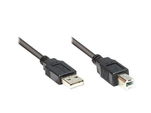 Anschlusskabel USB 2.0 Stecker A an Stecker B, Schwarz, 3m, Good Connections® von Good Connections