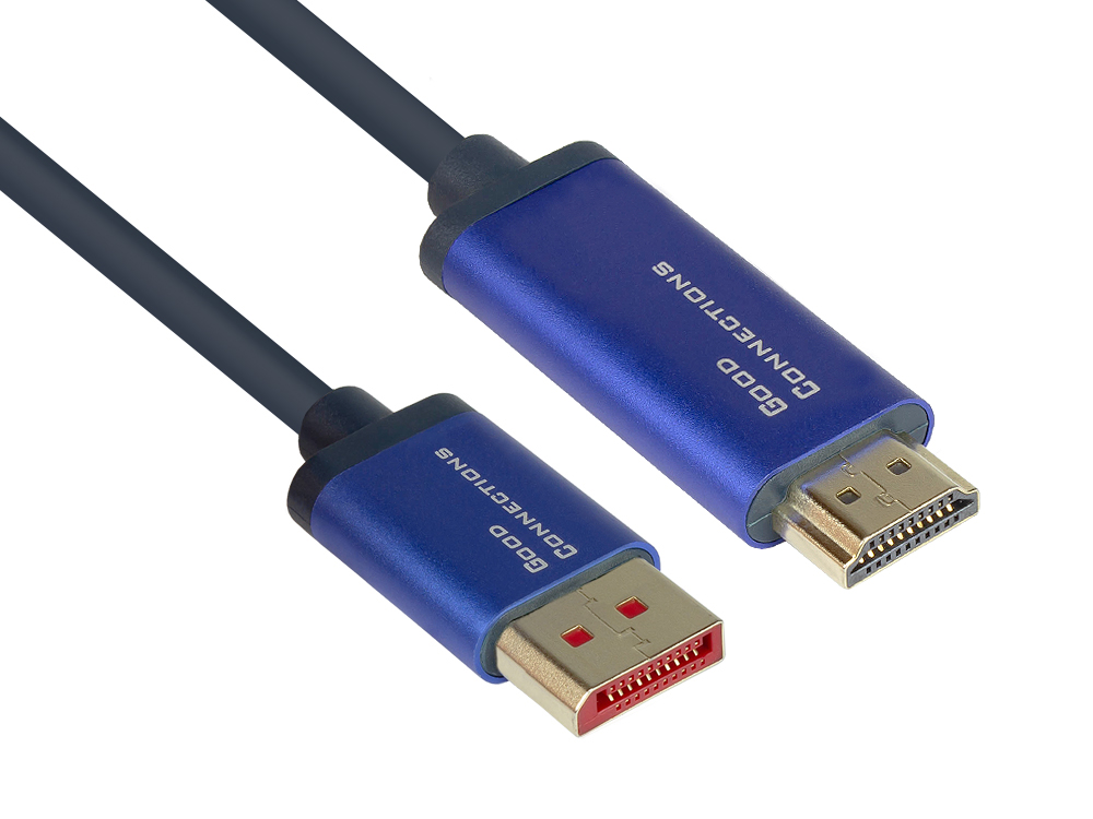 DisplayPort 1.4 an HDMI 2.0 SmartFLEX Kabel, 4K UHD @60Hz, dunkelblau, 2m von Good Connections