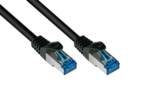 Good Connections® SmartFLEX Cat.6A Patchkabel - 5 m - Hochflexibles kurzes 10-GIGABIT PREMIUM-Ethernetkabel KUPFERLEITER / CU - Rastnasenschutz - S/FTP PiMF - halogenfrei (LSZH) - 500MHz - SCHWARZ von Good Connections