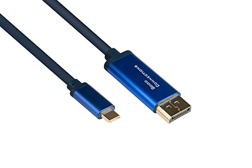 Good Connections® SmartFLEX USB C an DisplayPort 1.2 Kabel - 4K UHD @60Hz - KUPFERLEITER, Aluminiumgehäuse - HOCHFLEXIBEL - dunkelblau - 1 m von Good Connections