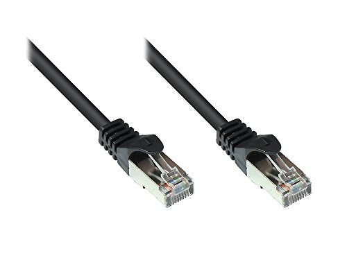 Good Connections Cat.5e Ethernet LAN Patchkabel mit Rastnasenschutz RNS, SF/UTP, 100MHz, Gigabit-fähig (10/100/1000-Base-T Ethernet Netzwerke) - z.B. für Patchpanel, Switch, Router, Modem - schwarz, 7,5m von Good Connections