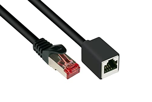 Good Connections Cat.6 Ethernet LAN Patchkabel-Verlängerung mit Rastnasenschutz RNS , S/FTP, PiMF, PVC, 250MHz, OFC, CU - Gigabit-fähig (10/100/1000-Base-T Ethernet Netzwerke) - schwarz, 10 m von Good Connections