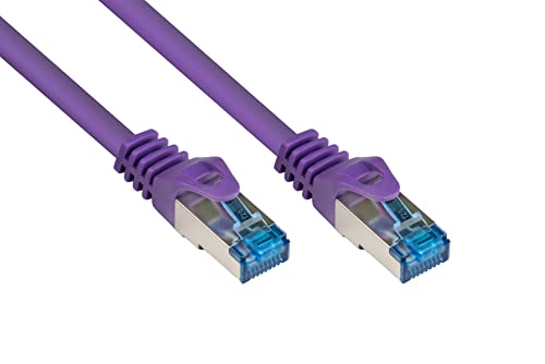 Good Connections Cat.6A Ethernet LAN Patchkabel mit Rastnasenschutz RNS, S/FTP, PiMF, halogenfrei, 500MHz, OFC, 10-Gigabit-fähig (10/100/1000/10000-Base-T Ethernet Netzwerke) - z.B. für Patchpanel, Switch, Router, Modem - violett, 1m von Good Connections