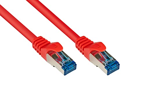 Good Connections Cat.6A Ethernet LAN Patchkabel mit Rastnasenschutz RNS, S/FTP, PiMF, halogenfrei, 500MHz, OFC, 10-Gigabit-fähig (10/100/1000/10000-Base-T Ethernet Netzwerke) - z.B. für Patchpanel, Switch, Router, Modem - rot, 40m von Good Connections