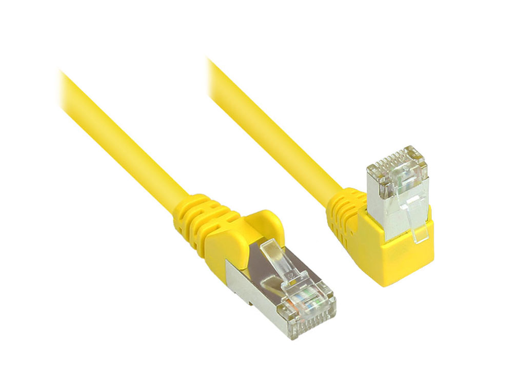 Patchkabel, Cat. 6, S/FTP, PiMF, einseitig 90° nach unten gewinkelt, gelb, 20m von Good Connections