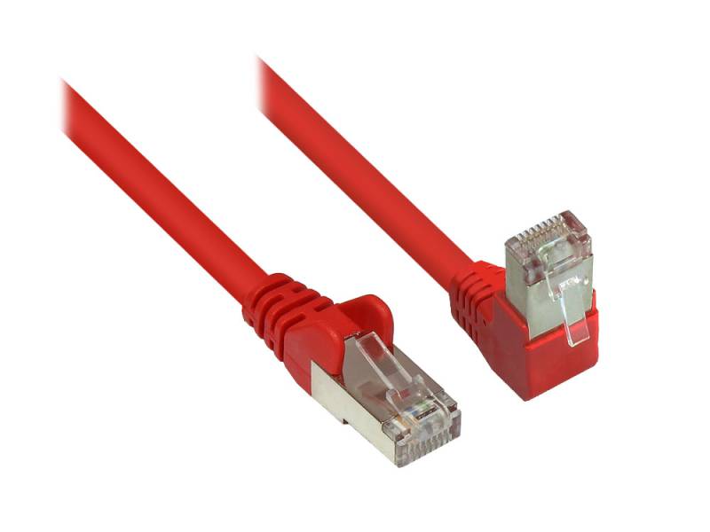 Patchkabel, Cat. 6, S/FTP, PiMF, einseitig 90° nach unten gewinkelt, rot, 0,5m von Good Connections