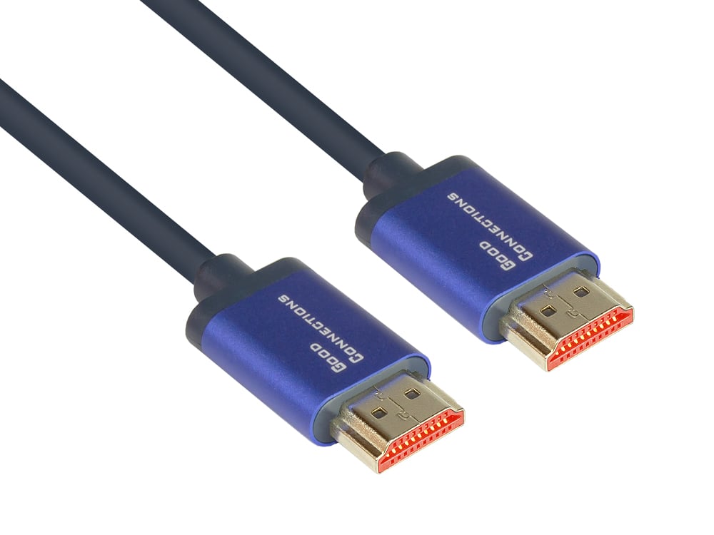 Ultra-High-Speed HDMI® 2.1 SmartFLEX Kabel, 8K UHD-2 / 4K UHD, Aluminiumgehäuse, CU, dunkelblau,1m von Good Connections