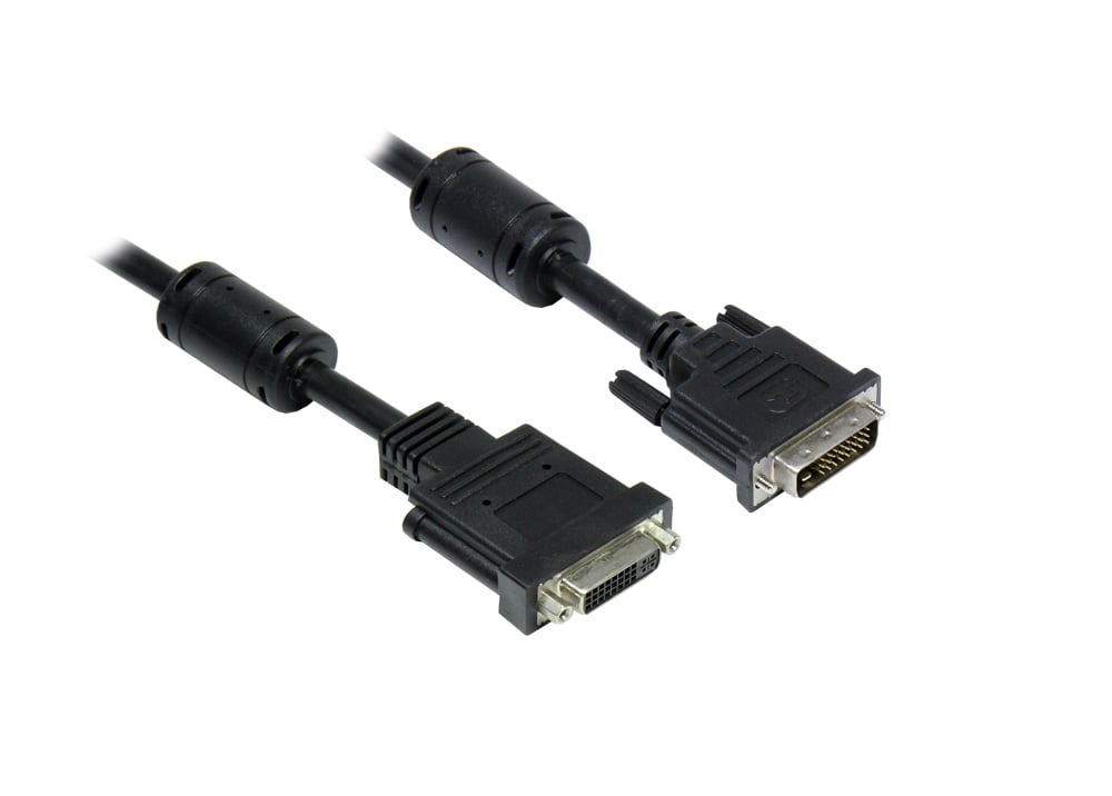 Verlängerung DVI-D 24+1 Stecker an Buchse, mit Ferritkern, schwarz, 5m von Good Connections