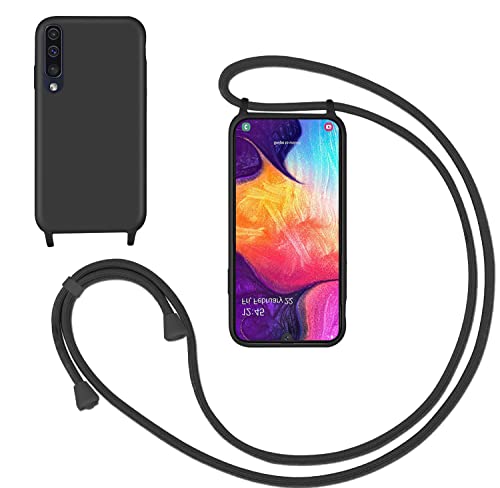 GoodcAcy Handykette Handyhülle für Samsung Galaxy A70,Smartphone Necklace Hülle mit Band Schutzhülle mit Kette zum umhängen Halskette Flüssig Silikon Case für Samsung Galaxy A70,Schwarz von GoodcAcy