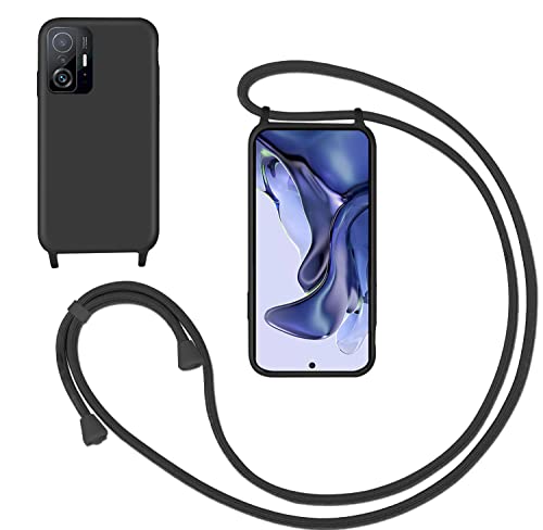 GoodcAcy Handykette Handyhülle für Xiaomi Mi 11T/Mi 11T Pro,Smartphone Necklace Hülle mit Band Schutzhülle mit Kette zum umhängen Halskette Flüssig Silikon Case für Xiaomi Mi 11T/Mi 11T Pro,Schwarz von GoodcAcy