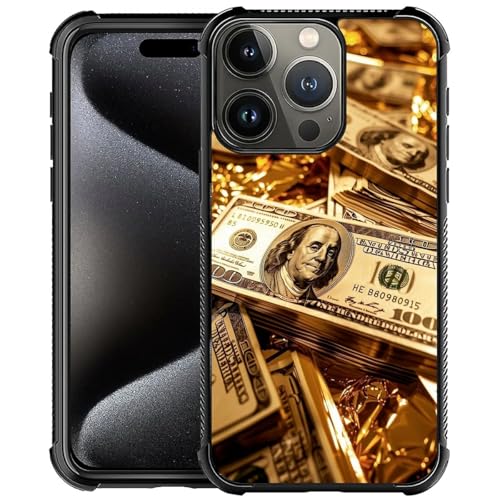 Goodsprout Handyhülle kompatibel mit iPhone 15 Pro Max, goldene Geldmädchen-Hüllen, Rückseite aus gehärtetem Glas + weiche Silikon-TPU-Schock-Schutzhülle für iPhone 15 Pro Max. von Goodsprout