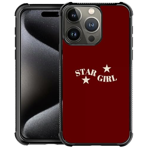 Goodsprout Handyhülle kompatibel mit iPhone 16 Pro Max, rote Sterne, Mädchenhüllen, Rückseite aus gehärtetem Glas + weiche Silikon-TPU-Schock-Schutzhülle für iPhone 16 Pro Max. von Goodsprout