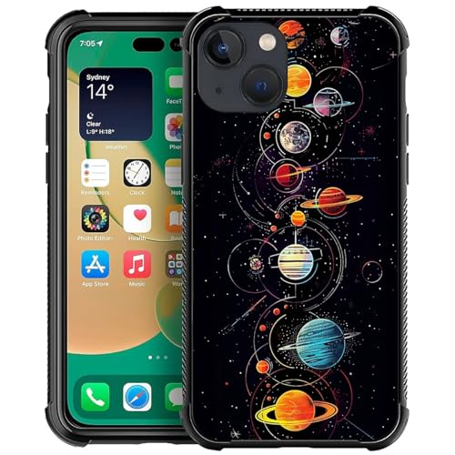 Goodsprout Schutzhülle für iPhone 15, Motiv: Sternenhimmel Planetgirl, Rückseite aus gehärtetem Glas + weiche Silikon-TPU-Schock-Schutzhülle für iPhone 15. von Goodsprout