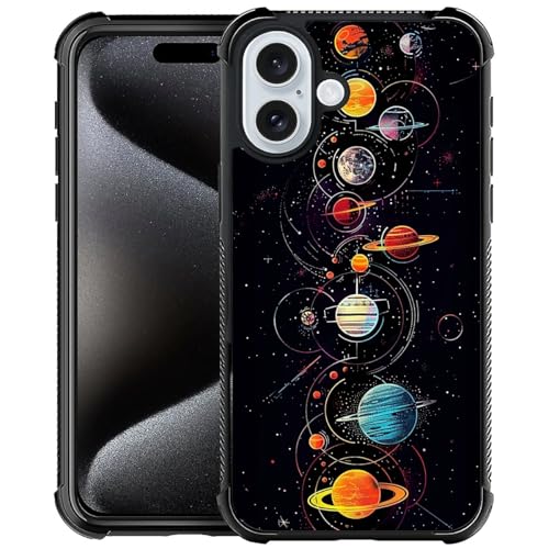 Goodsprout Schutzhülle für iPhone 16, Motiv: Sternenhimmel Planetgirl, Rückseite aus gehärtetem Glas + weiche Silikon-TPU-Schock-Schutzhülle für iPhone 16. von Goodsprout