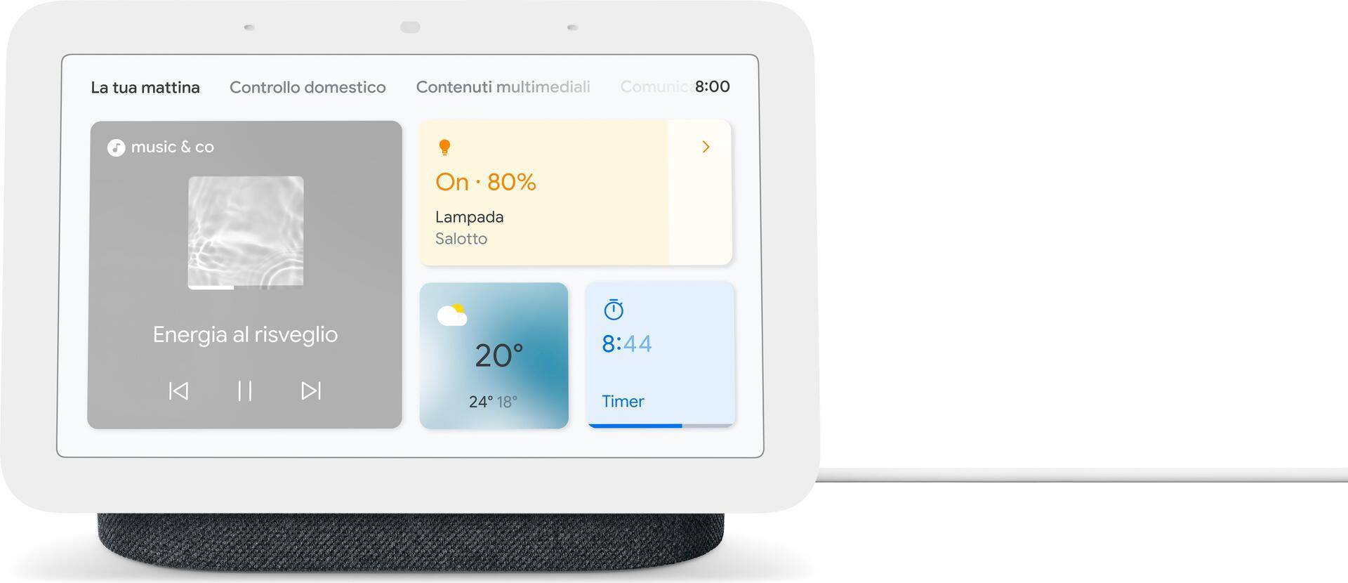 Google Nest Hub (Gen 2) - Google Assistant - Rechteck - Holzkohle - 17,8 cm (7" ) - 1024 x 600 Pixel - Spanisch - Italienisch (GA01892-IT) von Google