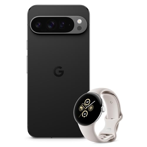 Google Pixel 9 Pro XL - Android-Smartphone mit Gemini ohne SIM-Lock - Obsidian, 128GB + Pixel Watch 2 - Aluminiumgehäuse in Polished Silver, Sportarmband in Porcelain, WLAN von Google