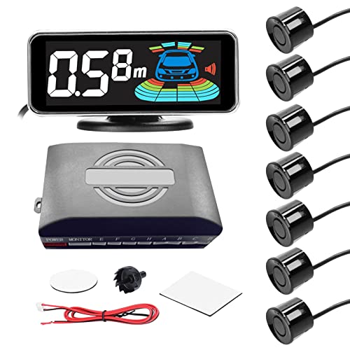 Goolsky Parksensor Einparkhilfe, Rückfahrradar System mit 4/8 StückVorne Hinteren Parksensoren, LCD Abstandsanzeige, Ton Warnsummer von GoolRC