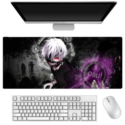 Tokyo Ghoul Mauspad| 900 * 400mm Anime Mauspad| Kaneki Ken/Kirishima Tōka Figur Mousepad| Schreibtischunterlage mit Rutschfester Gummibasis für Büro Computer-Zubehör von Gooyeh